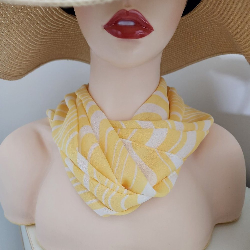 Fashion Scarf Large Rectangular Yellow White Waves 